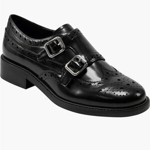 Marc Fisher Black Double Monk Strap Loafers